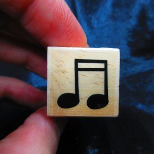 Music Note Wood Mounted Stamp 1" X 1"
